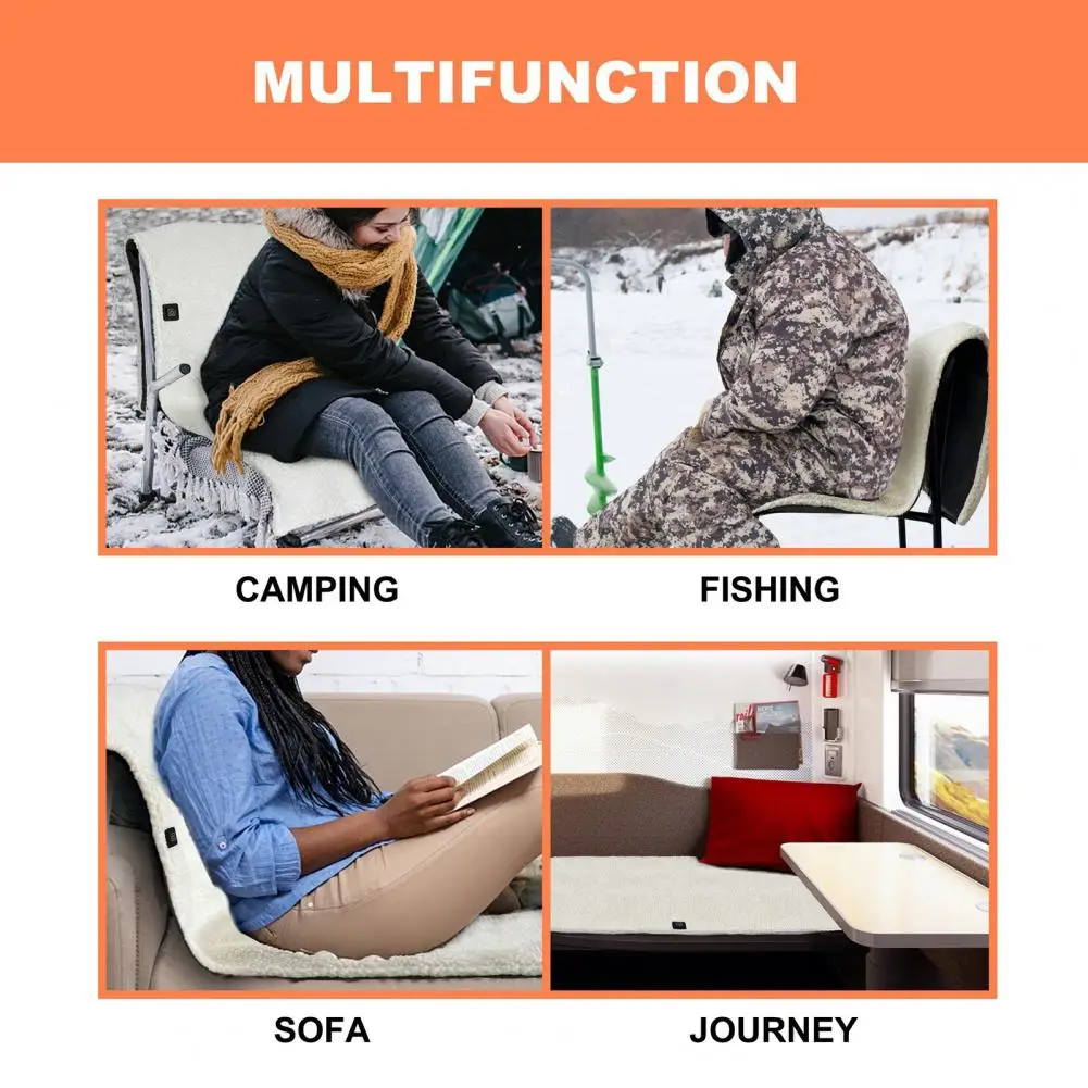 Office Chair Heating Pad Electric Warming Chair Cushion with 3-level Temperature Control Usb Rechargeable Thick for Computer
