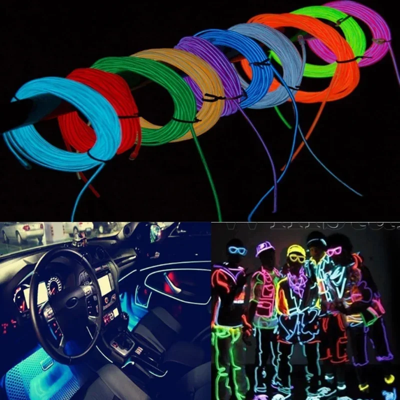 1M Waterproof LED Strip Light Wire Tube Neon Light Line for Car Interior Decor Luminous Glow In Dark Atmosphere Party Lights