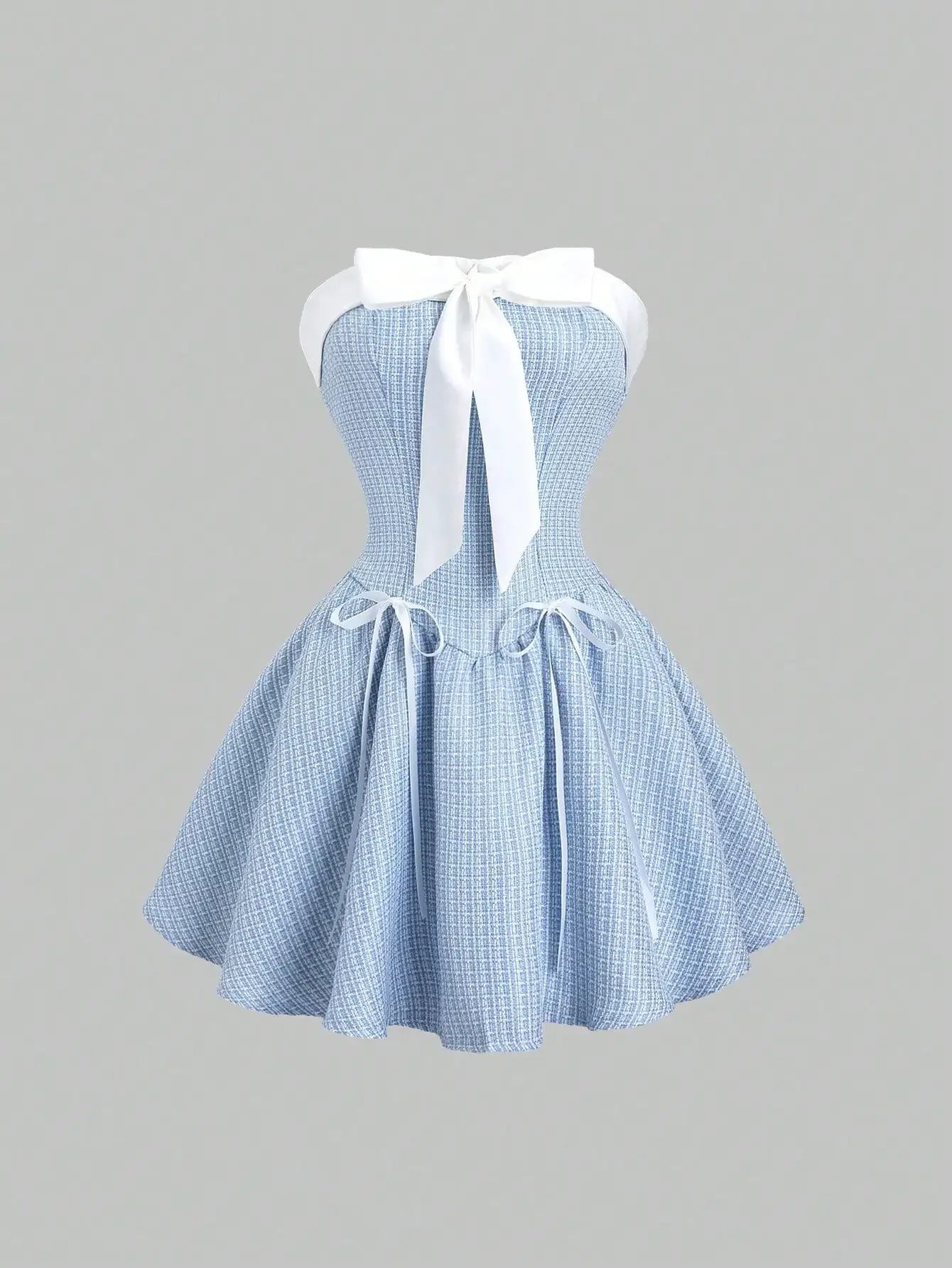 

Sweetra Women's Cute Off-Shoulder Bow-Tie A-Line Mini Dress, Sweet & Pure, Suitable For Birthday Party, Royal Blue
