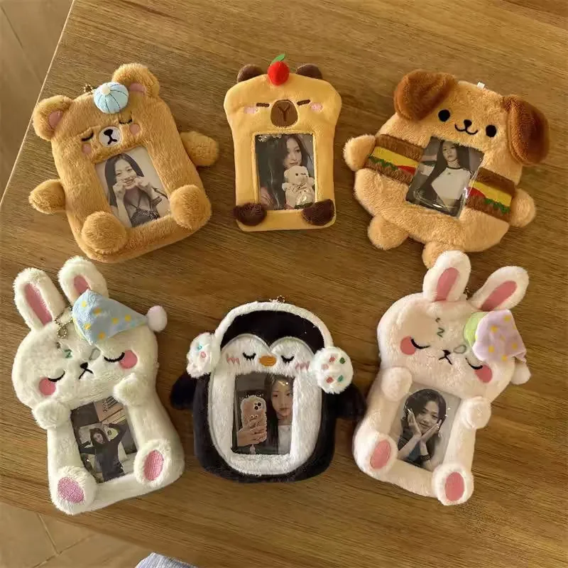 

Cute Animal Series Card Holder Keychains For 3 Inch Kpop Photocard Display Kawaii Animal Kpop Idol Photo Holder Keyrings Pendant