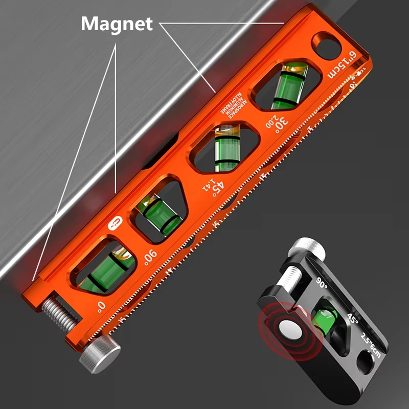 1Pc Mini High-precision Scale Level Ruler, With Magnetic Pipeline Level Ruler For Leveling, Measuring Marking and Cutting Tool