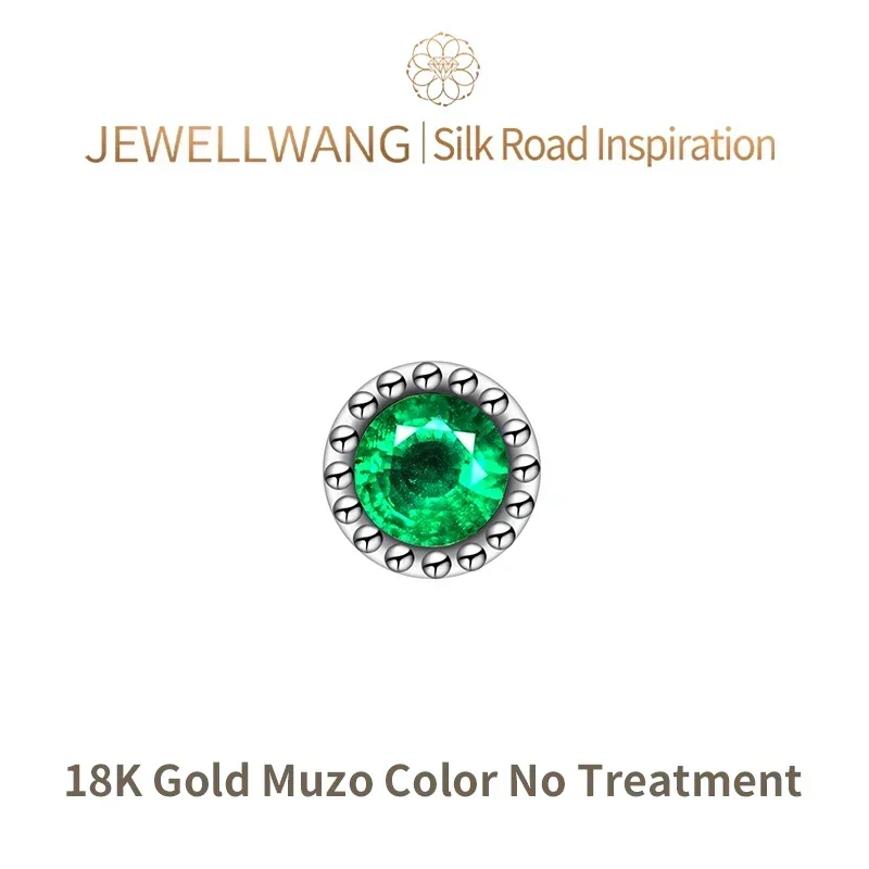 Silk Road Inspiration 18K Pure Gold Lab Grown 1ct Cultivates Emerald Stud Earrings For Men Or Women Luxurious Exquisite Jewelry