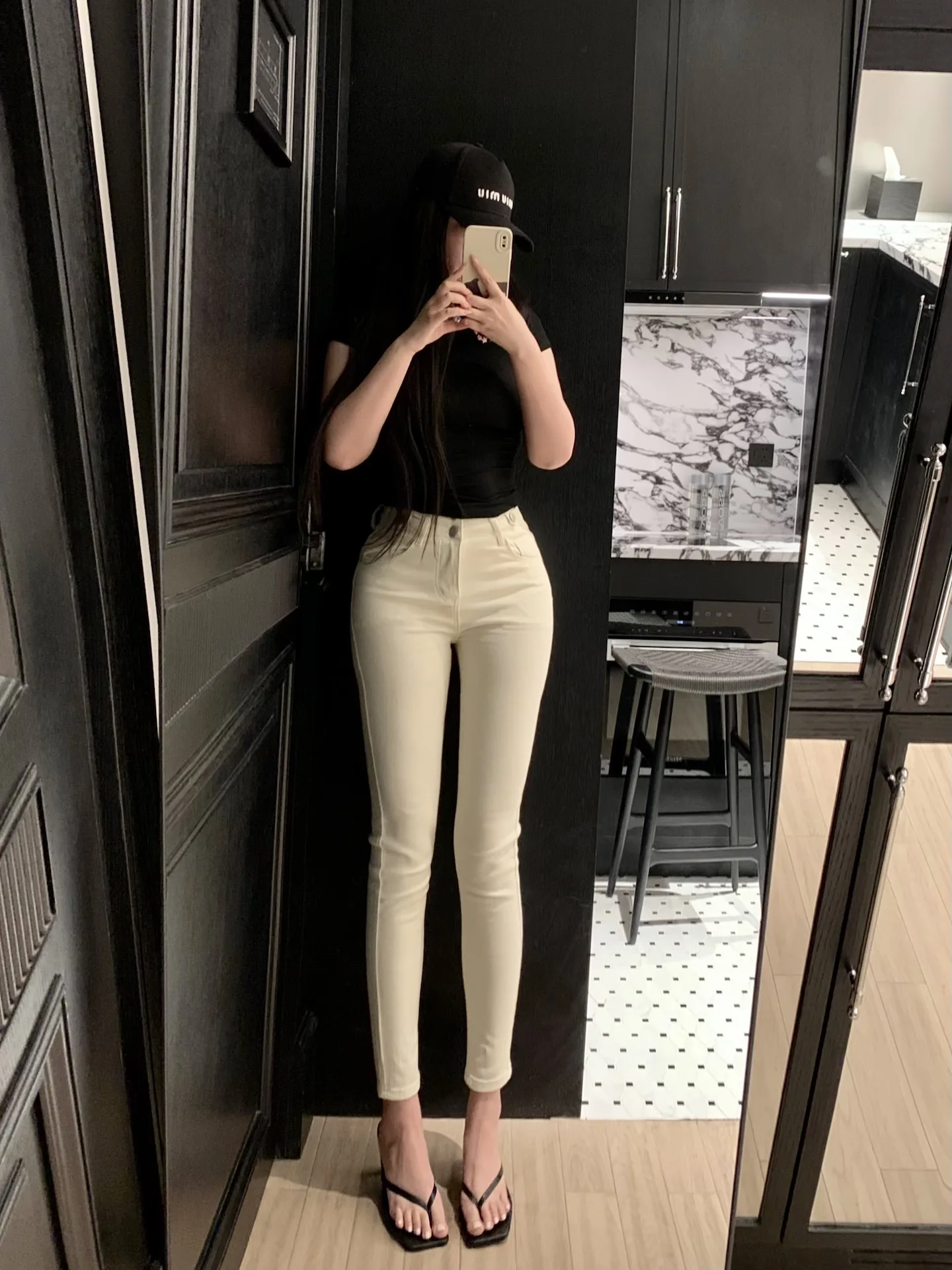 

Женские джинсы-капри Slim Fit в корейском стиле с мультяшным принтом, с высокой талией, узкие, джинсовые, летние, модные