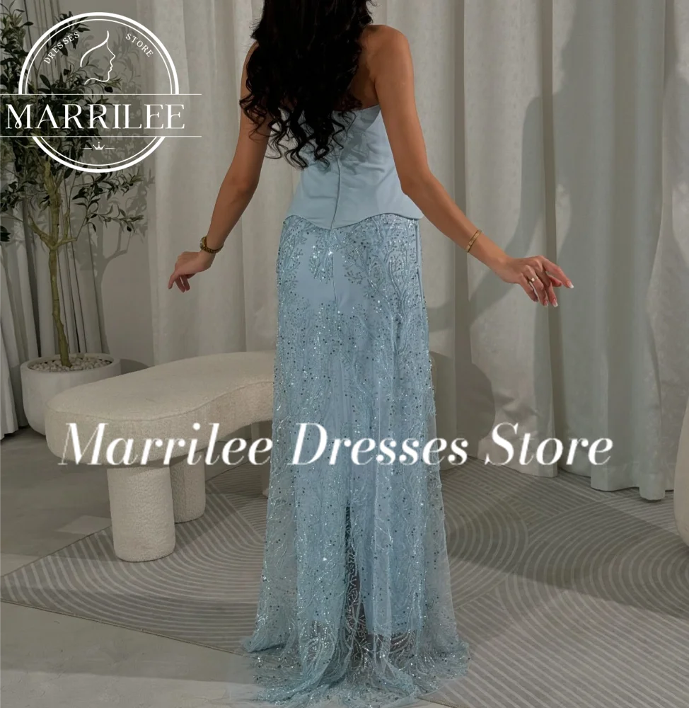 Marrilee Custom Made Sleeveless Sweep Train Floor Length Appliques Zipper Back Straight Elegant Party Evening Dresses Woman