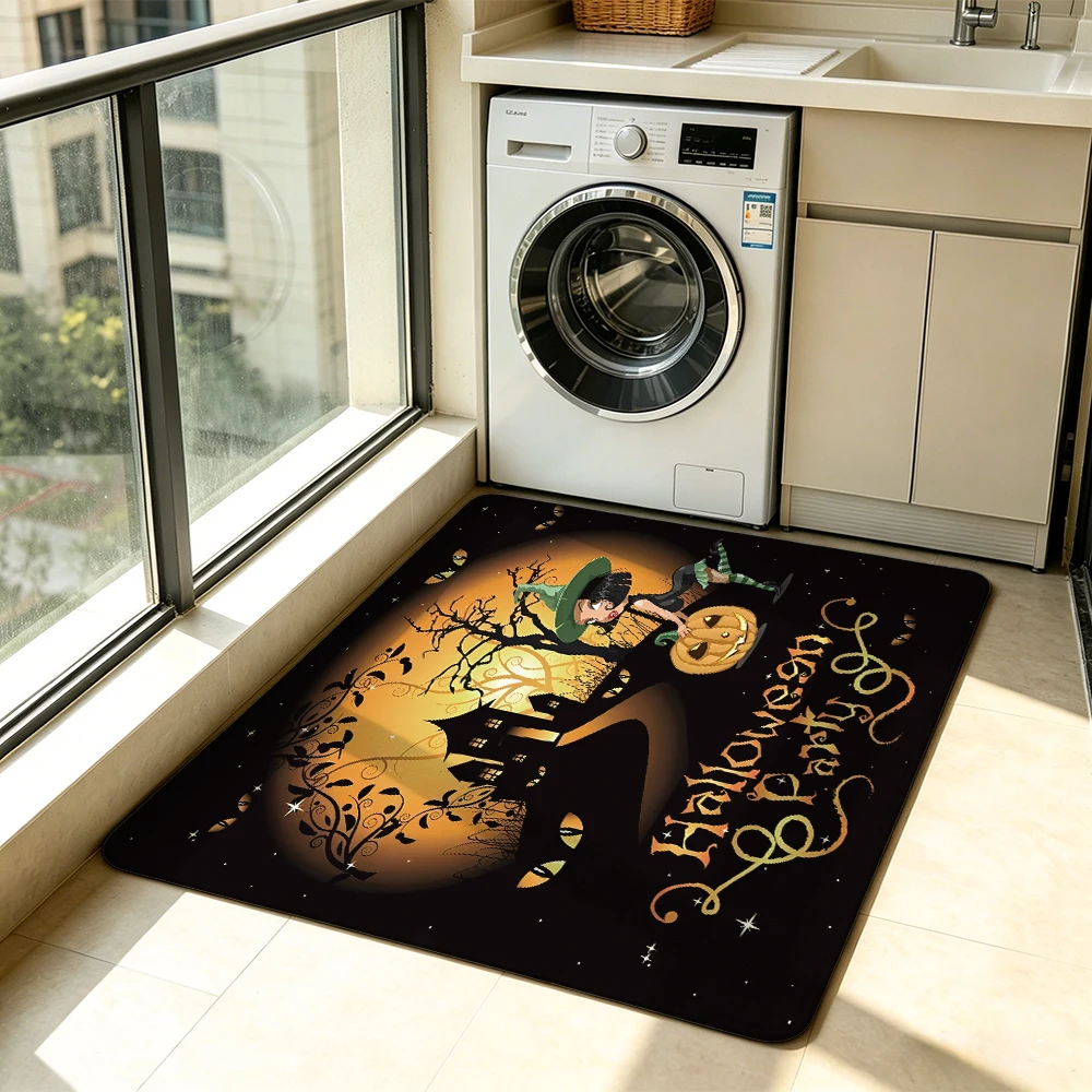 1pc Halloween party witch's haunted house living room floor mat anti-slip silicone tufted carpet bedroom