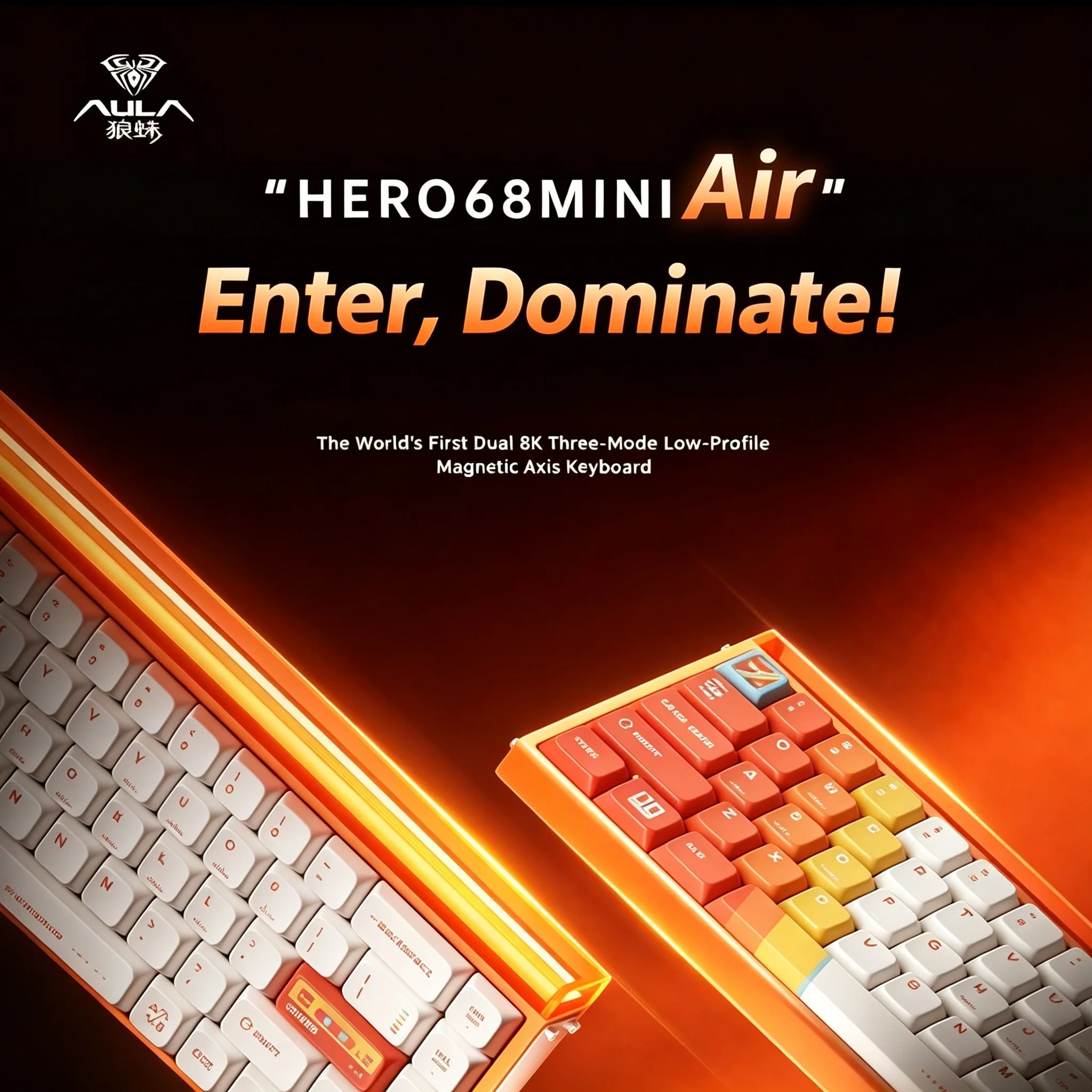AULA HERO68 Mini Air Magnetic Switch Keyboard 0.005mm RT Precision Dual 8K Low Latency 68 Keys RGB Wireless Gaming Keyboard