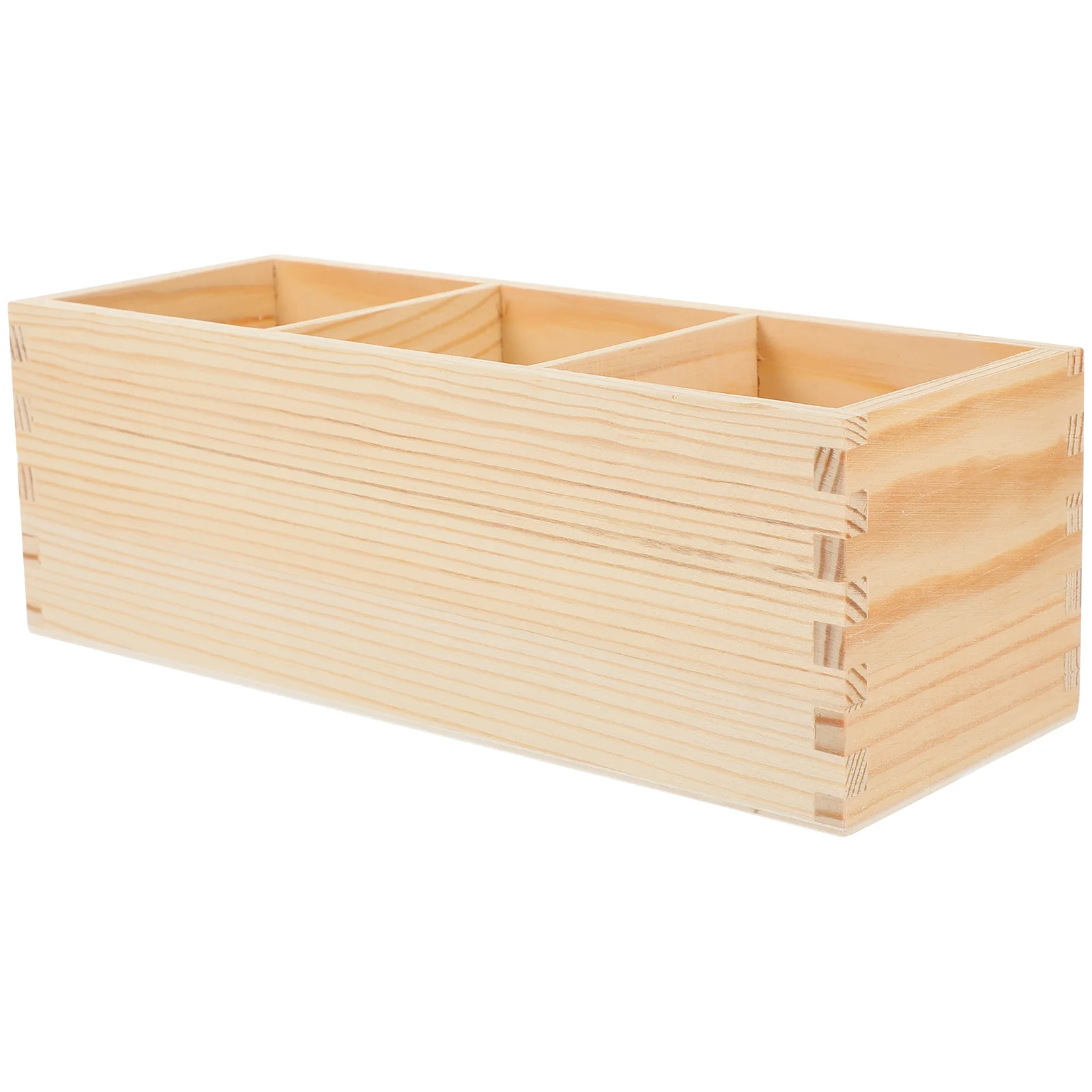 Wooden Multi-grid Pen Holder Desk Organizer Vertical Container Pine Desktop Makeup Brush