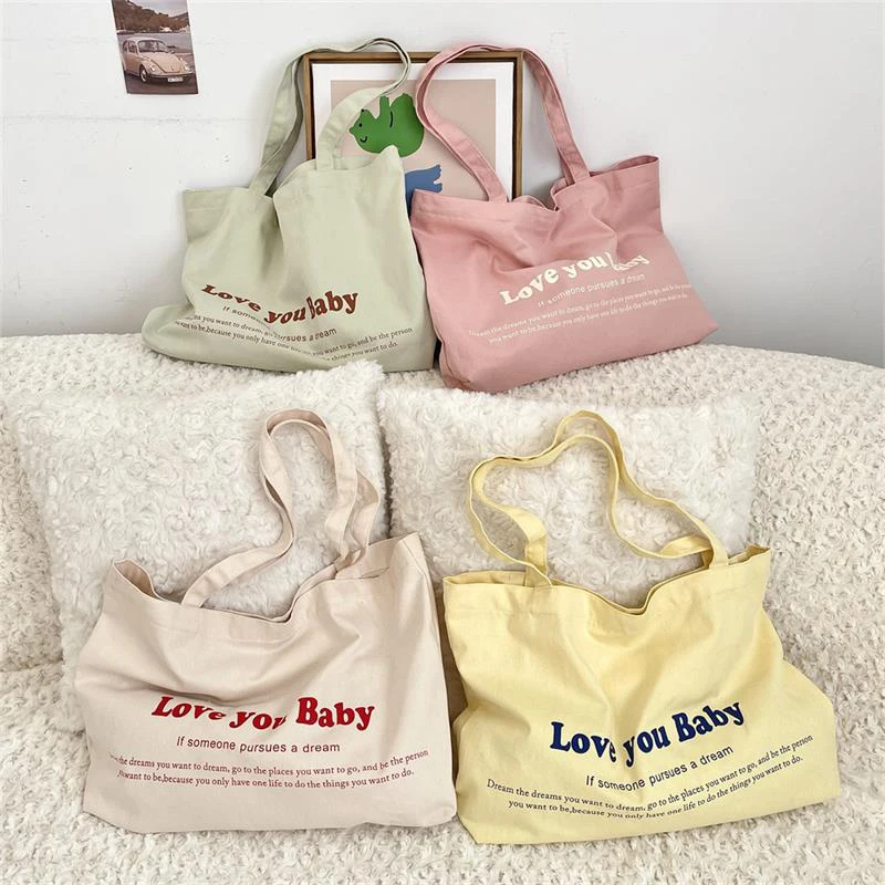 

Trendy Lettering Print Canvas Shoulder Bag Tote Bag Women's Commuter Bag Large Capacity Storage Bag Girly Fashion Handbags Gifts