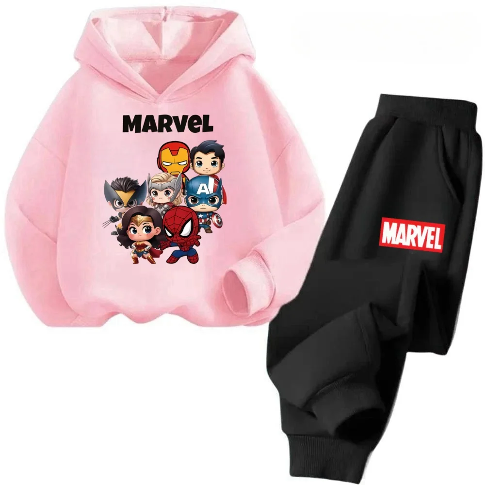 

Kids Marvel Avengers Hooded Tracksuit 2PCS Super Hero Print Long Sleeve Tops Pants Boys Girls Soft Outfits