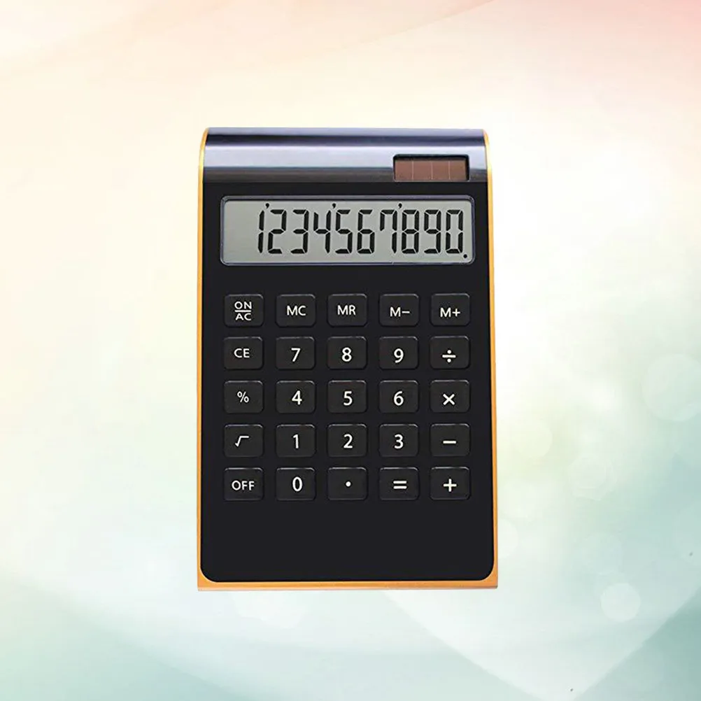 

1Pcs Calculator Portable Electronic Calculator with Gold Border Solar Powered Compact Design for Office School Home Use