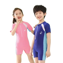 Kinderbadpak met korte mouwen, eendelig jongens, meisjes, nauwsluitend zwempak, warmwaterzwembadbadkleding voor kinderen