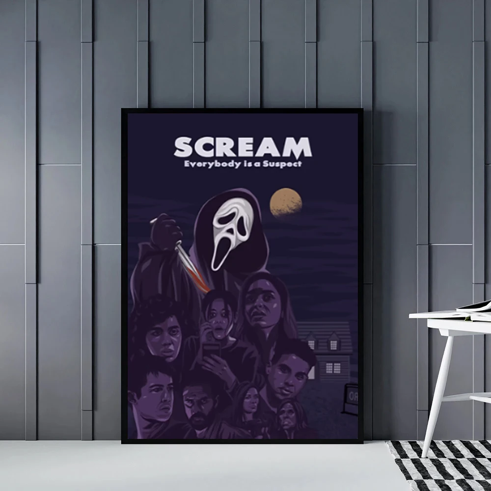 SCREAM Art Poster for Horror Movies, Printed Canvas Art for Movie Cover Characters, Used for Room Wall Decoration, Frameless