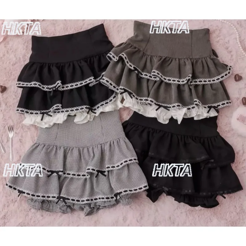 Japanese Jirai Kei Mass-produced Girls Double-layer Cake Pleated Skirt Pumpkin Culottes Autumn New Fashion A-line Short Skirt