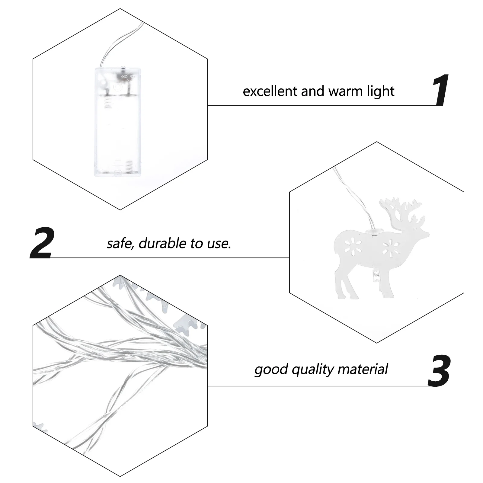 

1Pcs Christmas Elk LED String Light Decorative Xmas Festival Lamp Scene Ornament Warm String Light