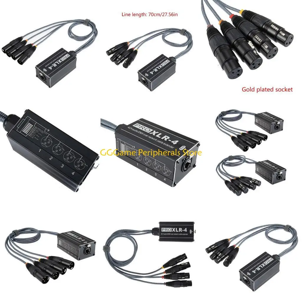 

U55B Snake Cable to Ethercon Cable, 4 Channel 3Pin Multi Networking Snake Receiver with Cat5 Networking Snake Receiver