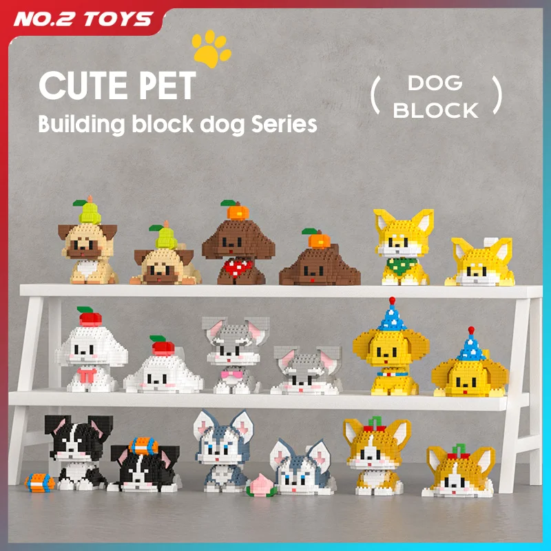 Mini bloques de construcción creativos para niños, juguetes de bloques de diamante, modelo de perro y gato, rompecabezas asformable DIY, 9 piezas por juego
