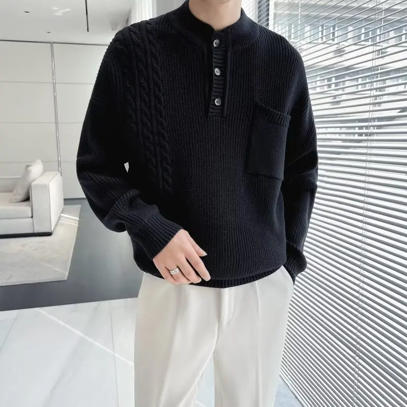 الخريف الشتاء طوق كيت تريكو الرجال تويست إبرة على الانترنت irt الأمريكية الرجعية محبوك سترة الشباب عادية فضفاض صالح #3