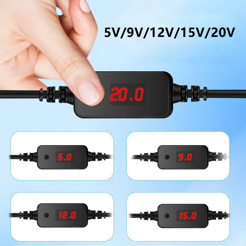 1/2/5 Pieces USB C Type C to DC Male 5.5x2.1mm 5V/9V/12V/12V/20V Adjustable PD Power Cable for Light Fan Laptop Routers DVR