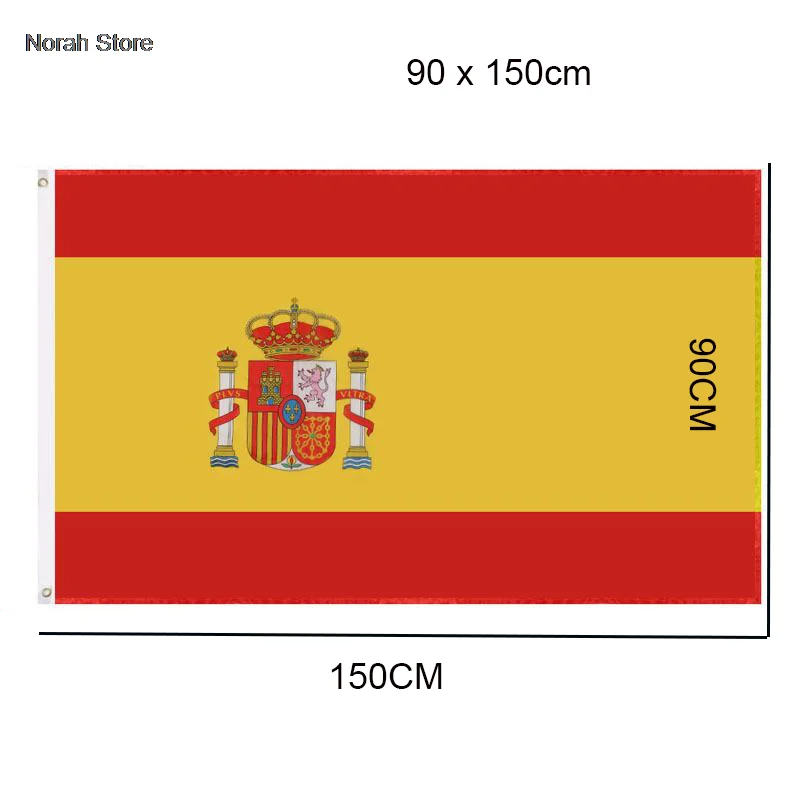 Spain National Flag Spanish Flag Polyester Fiber 150X60CM Print Flag Bright Colors And Anti-ultraviolet Fade Flag Indoor Outdoor