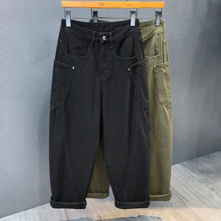 Men Man Cargo Pants Baggy Straight Leg Harem Pants Stretch Loose Fit Trousers Trendy New Casual Daily Wear For Men