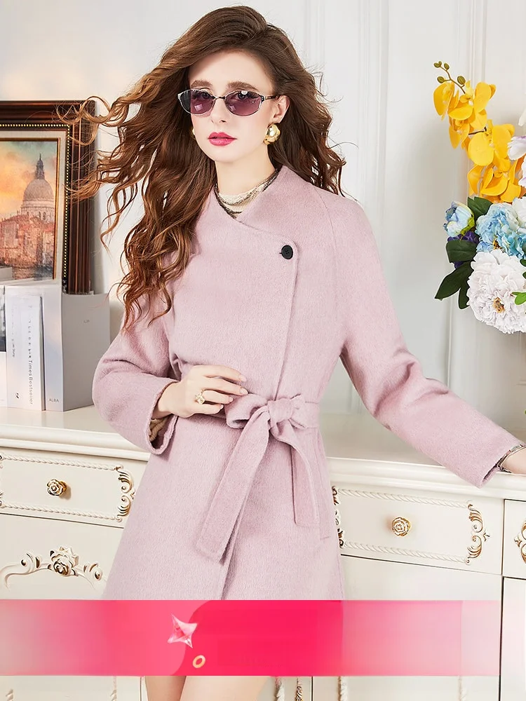 Philosophy And Mongyi 100 Woolen Coat Women's Winter Thickened Fashion Waist-cinching Small Size Tweed Outerwear