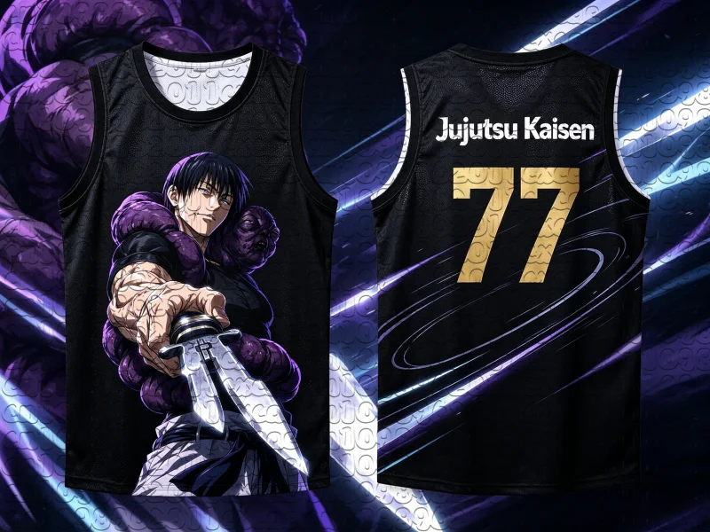 Men Jujutsu Kaisen Fushiguro Toji Print Quick Dry Basketball Tank Top Mesh Sleeveless Anime Street Workout Sports Training Vest