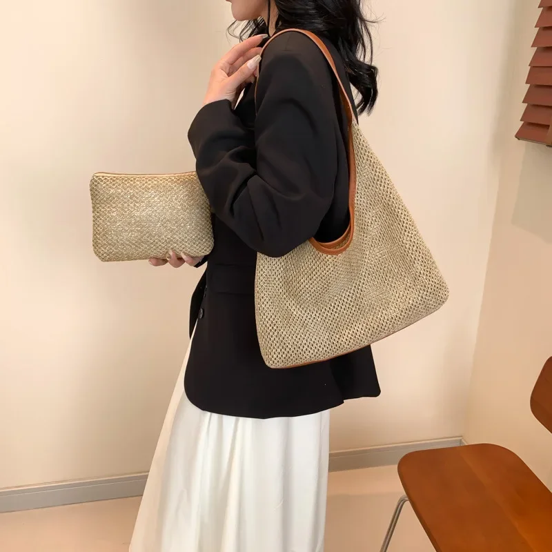 

Сумка через плечо для матери и ребенка, сумка на одно плечо в стиле туловища, женская сумка через плечо, новинка 2024, плетеная трава