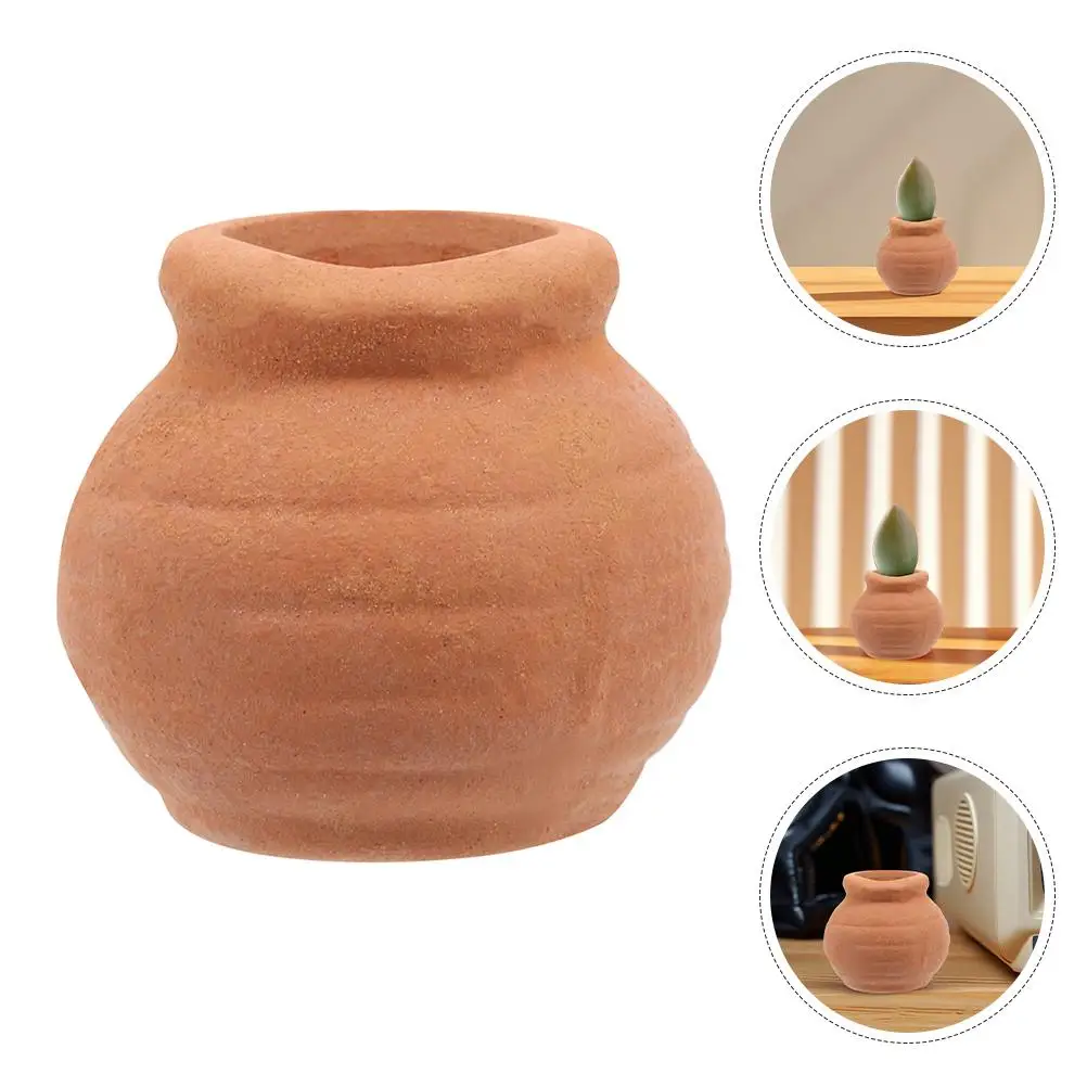 4 Pcs Mini Ceramic Flower Pots Small Round Basin for Plants Succulent Cactus Planter Nursery Clay Pot Gardening
