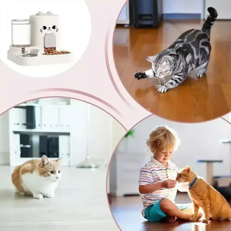 2in1 السيارات القط الكلب المغذية سعة كبيرة الجافة الرطب الغذاء موزع التلقائي نافورة الماء مانعة للتسرب السلطانية تخزين أغذية الحيوانات الأليفة الحيوانات الأليفة Acce #4