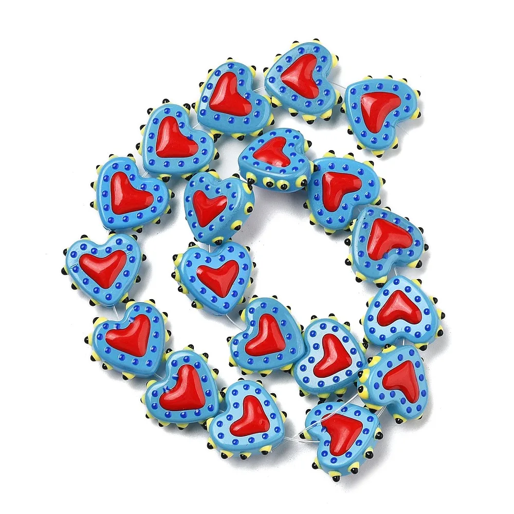PandaHall 25 Stück Backlack-Glasperlen in Herzform, Emaille-beschichtet, 16-17x18x7mm, 1,2mm Loch für DIY Schmuck- und Halskettenherstellung – Detail 10