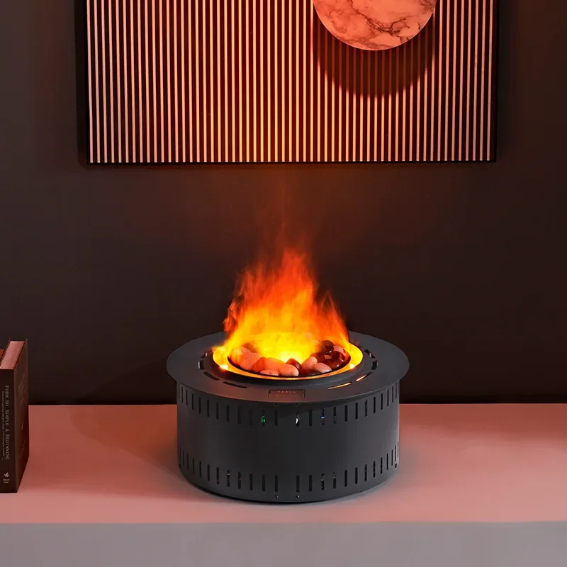 European atomizing fireplace decoration, embedded circular electric fireplace simulation flame humidifier