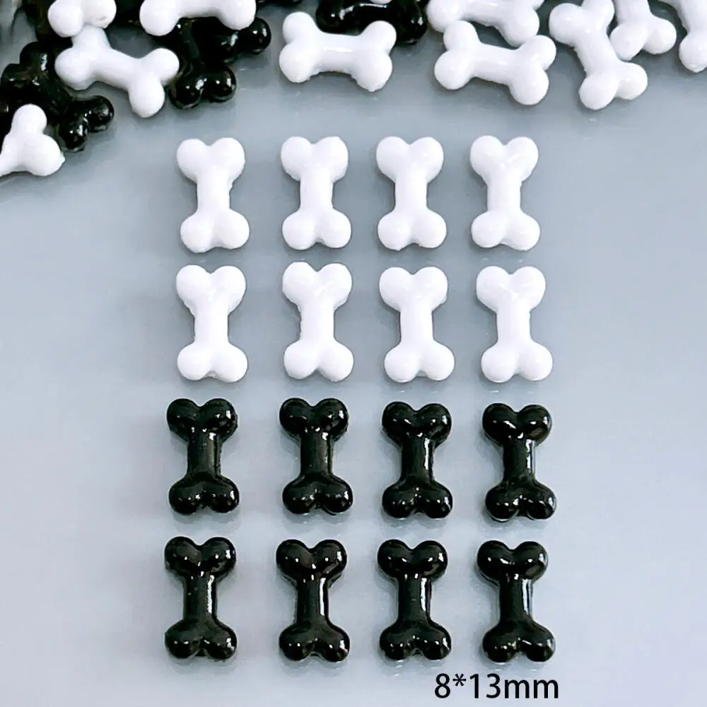 50 Stück Minimalistische Klassische Künstliche Knochen-Harz-Nagelkunst-Dekorationen 3D Kreative Schwarz-Weiße Knochen-Nagelcharms DIY Haarnadeln Nägel – Detail 2