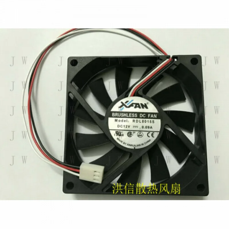 DDJ  For XFAN RDL8015S DC12V 0.09A 3 line 80*80*15MM silent cooling fan