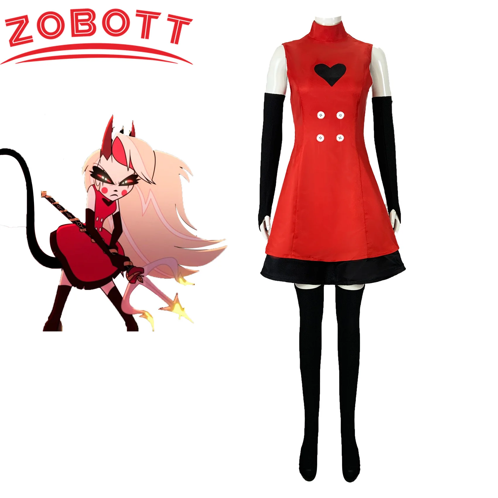 

Hot Toys Hazbin Cosplay Charlie Morningstar Hotel Costume Women's Dress with Gloves Halloween Carnival Party Stage Combat Outfit