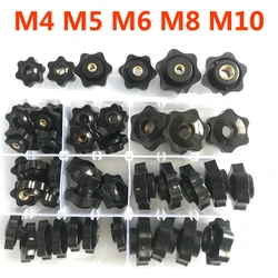 Plum Hand Tighten Nuts Handle Thread Mechanical Black Thumb Nuts Clamping Knob Manual Nuts Assortment 57/51pcs M4 M5 M6 M8 M10