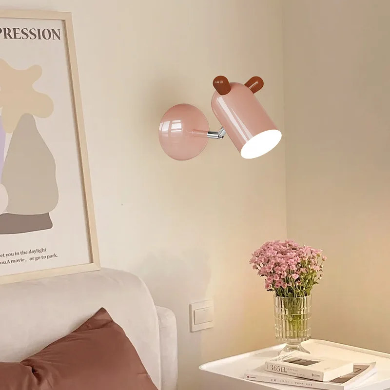 Children's Room Wall Lamps Cream Color Pink Puppy Lamp Cute Warm Baby Room Princess Room Boy girl Bedroom Bedside Wall Lights