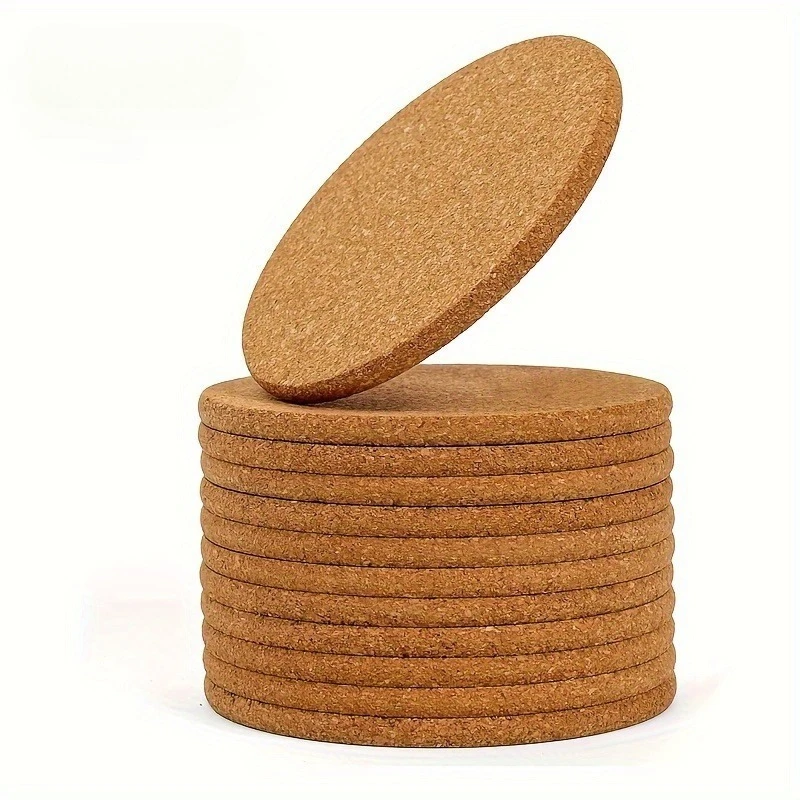 28PCS Absorbent Cork Coasters - Heat-Resistant, Reusable Coffee Tea Beverage Mats - Perfect Craft Base and Thoughtful Gift