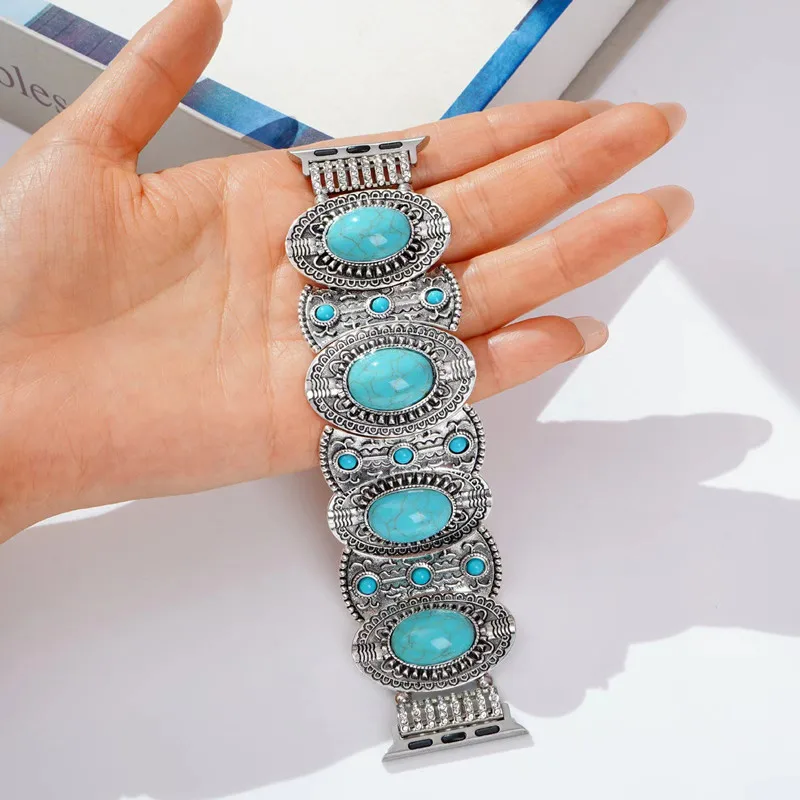 Bohemia Jewelry Bracelet Strap for Apple Watch 2 3 4 5 6SE Elastic Vintage Beaded Band for iWatch 49Ultra 7 8 9 40/44mm 41/45mm