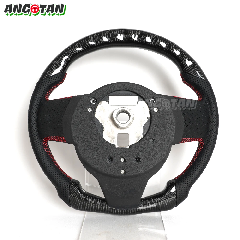 Volante de fibra de carbono para Chevrolet Camaro SS 2007-2011, volante LED, volante de carreras de cuero perforado
