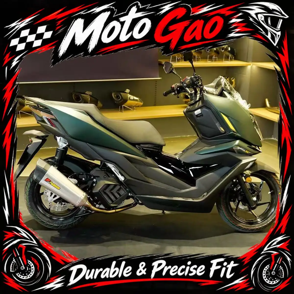 FOR ZONTES 150X/175X Exhaust Modification: Enlarged Front Straight-Through, Semi-Backpressure, Full Carbon Fiber System