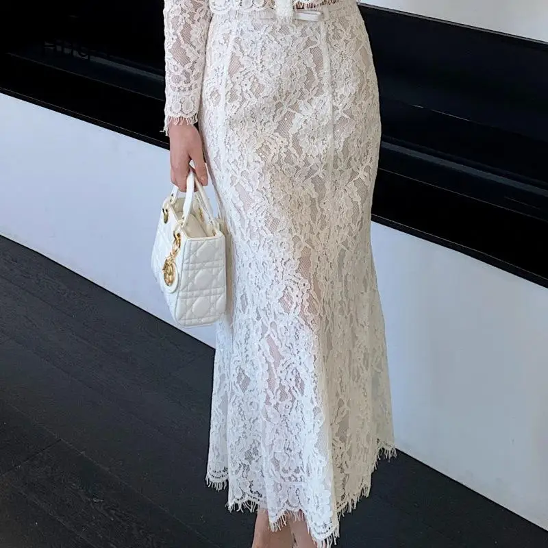 Women's Elegant High Waist Lace Maxi Skirt Long A-Line Pleated Midi Skirt Solid Color Formal Evening Party Wedding Guest Outfit
