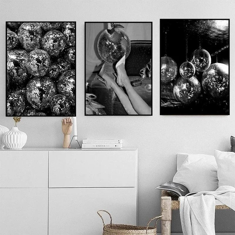 Fashion Car Palm Tree Luxury Doberman Disco Ball Surfboard Beach Canvas Painting Print Black White Wall Art Poster Home Decor