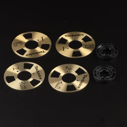 DIY Homemade (Aluminum) Reel To Reel Cassette for Audio Recording Cassette Tape  - Gold Silver (Pack of 4 Reels + 2 Wheel)