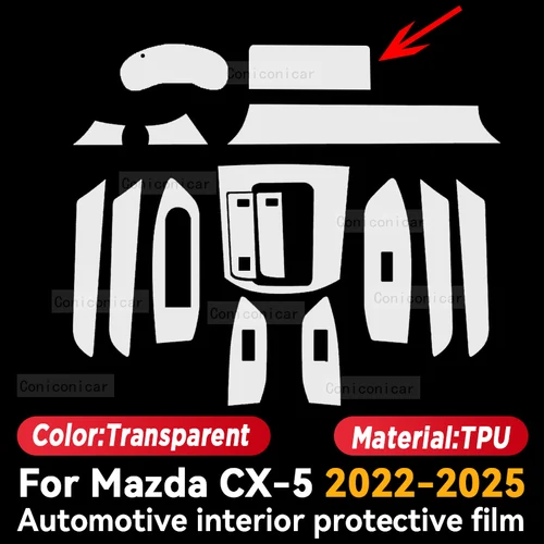 Imagen 2 del producto Para Mazda CX-5 CX5 2017-2025 pantalla de consola central Interior de coche película protectora de TPU película de reparación antiarañazos accesorios adhesivos