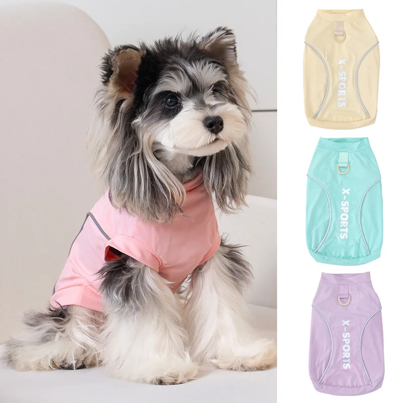 Pet Dog Shirt Summer Clothes for Small Medium Dogs Clothing Polyester Reflective Sports T-shirt Tank Top Puppy Cat Vest Yorkie