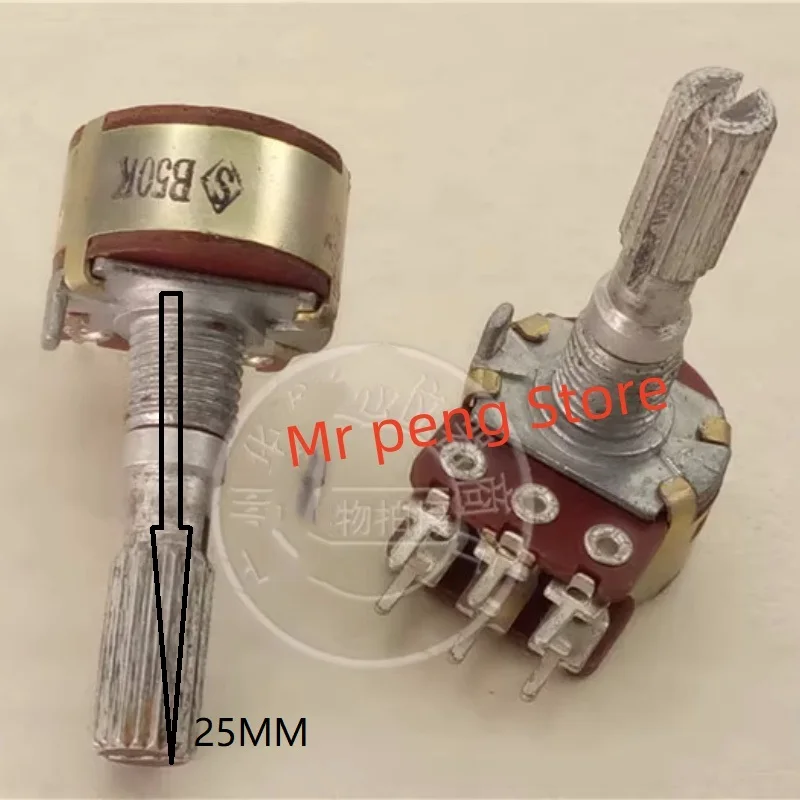 

2pcs Old Taiwan 148 dual potentiometer B50K handle length 25MM flower