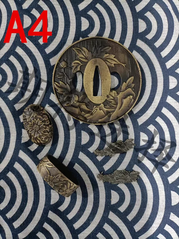 New Complete Set of Alloy Tsuba,Fuchi,Kashira & Menuki, Universal Fitting Accessories for Japanese Katana Chinese Tang Sword view 5