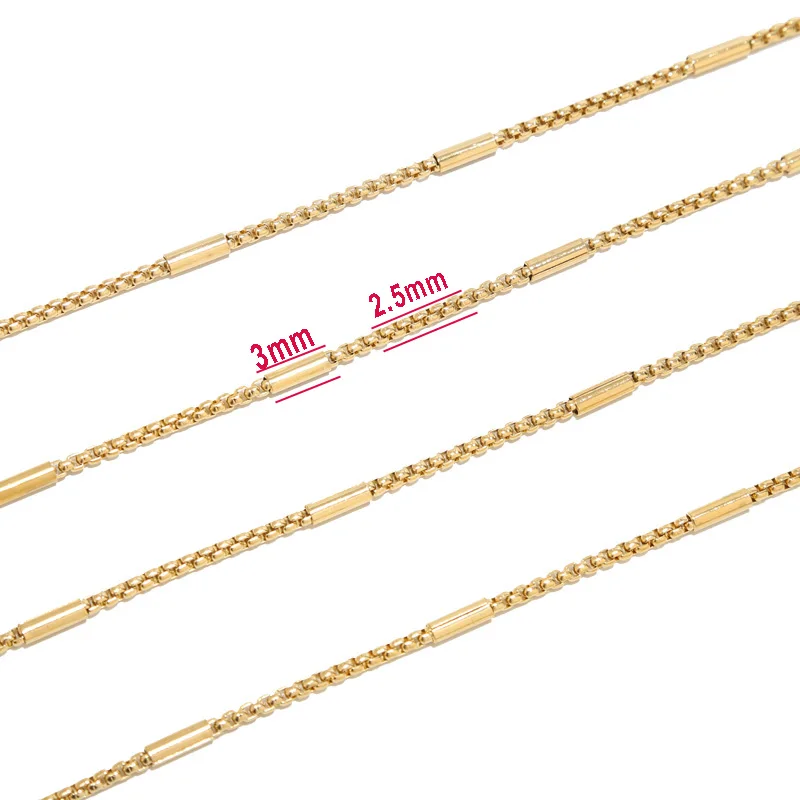 

2Meters Gold Plated 3mm Chains Stainless Steel Round Tube Handmade Link Chain For DIY Jewelry Necklace Bracelet Making Findings