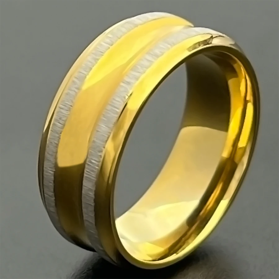 A stylish minimalist stainless steel ring with a dual-tone electroplated effect is worth your possession