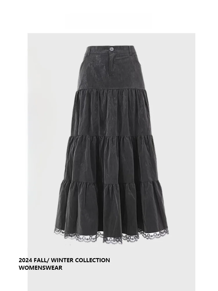 

Готическая юбка с высокой талией и кружевной отделкой, дизайн Ele, весеннее новое поступление, женская юбка больших размеров Forever 2, большие размеры